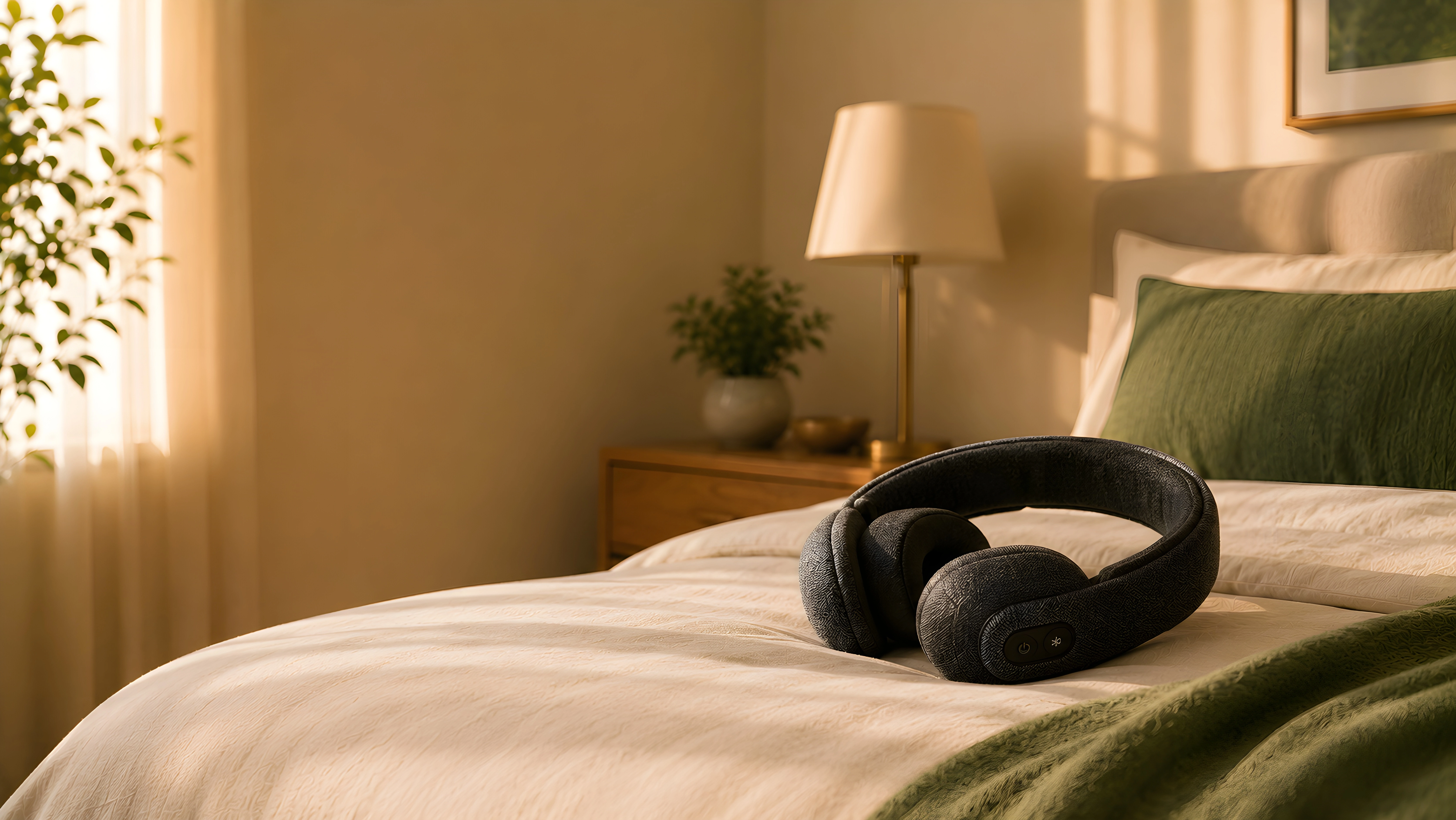 Sleep headphones prepared for bedtime audio listening